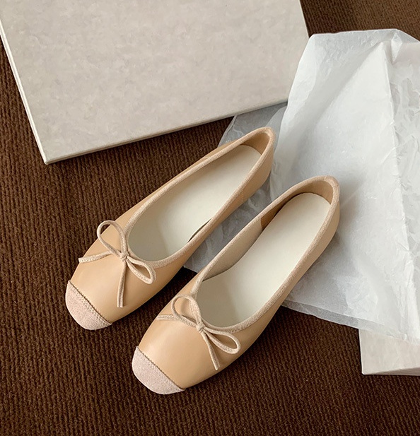 France style summer temperament square head bow shoes for women