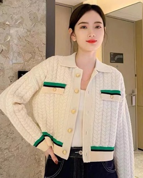 Spring and autumn knitted sweater France style coat for women
