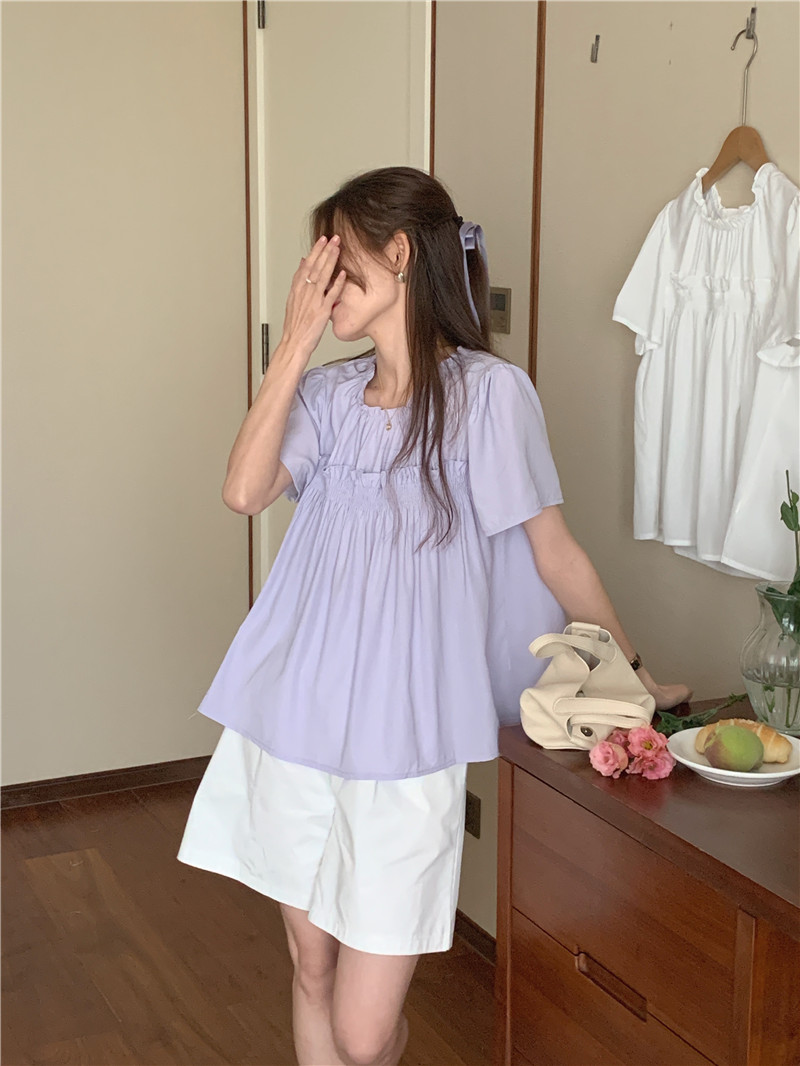 Candy colors short sleeve simple doll shirt