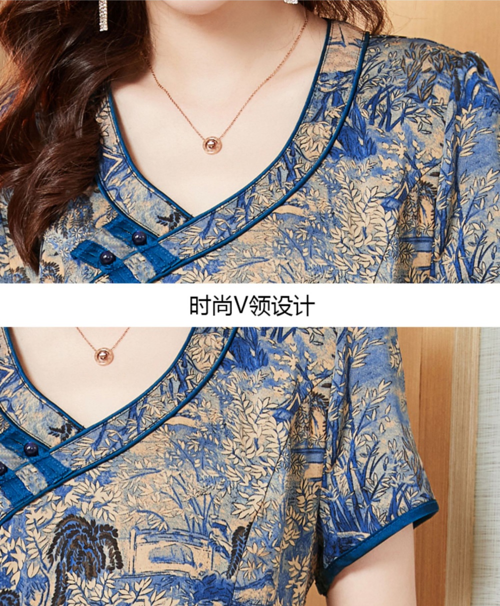 France style all-match printing fashion summer temperament dress