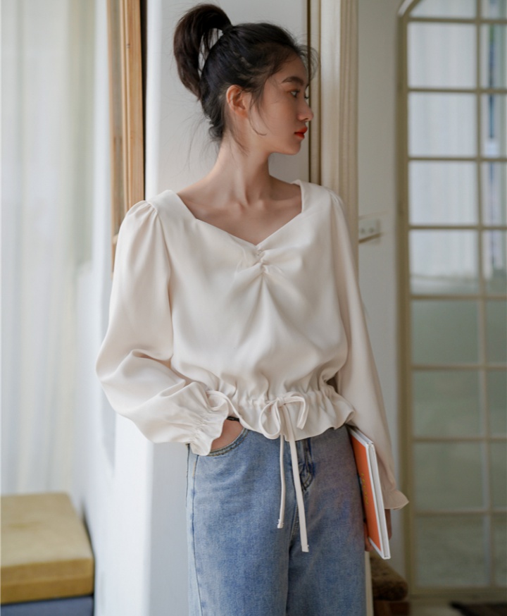 Long sleeve autumn fold chiffon shirt for women