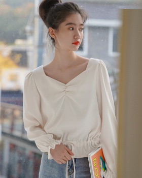 Long sleeve autumn fold chiffon shirt for women