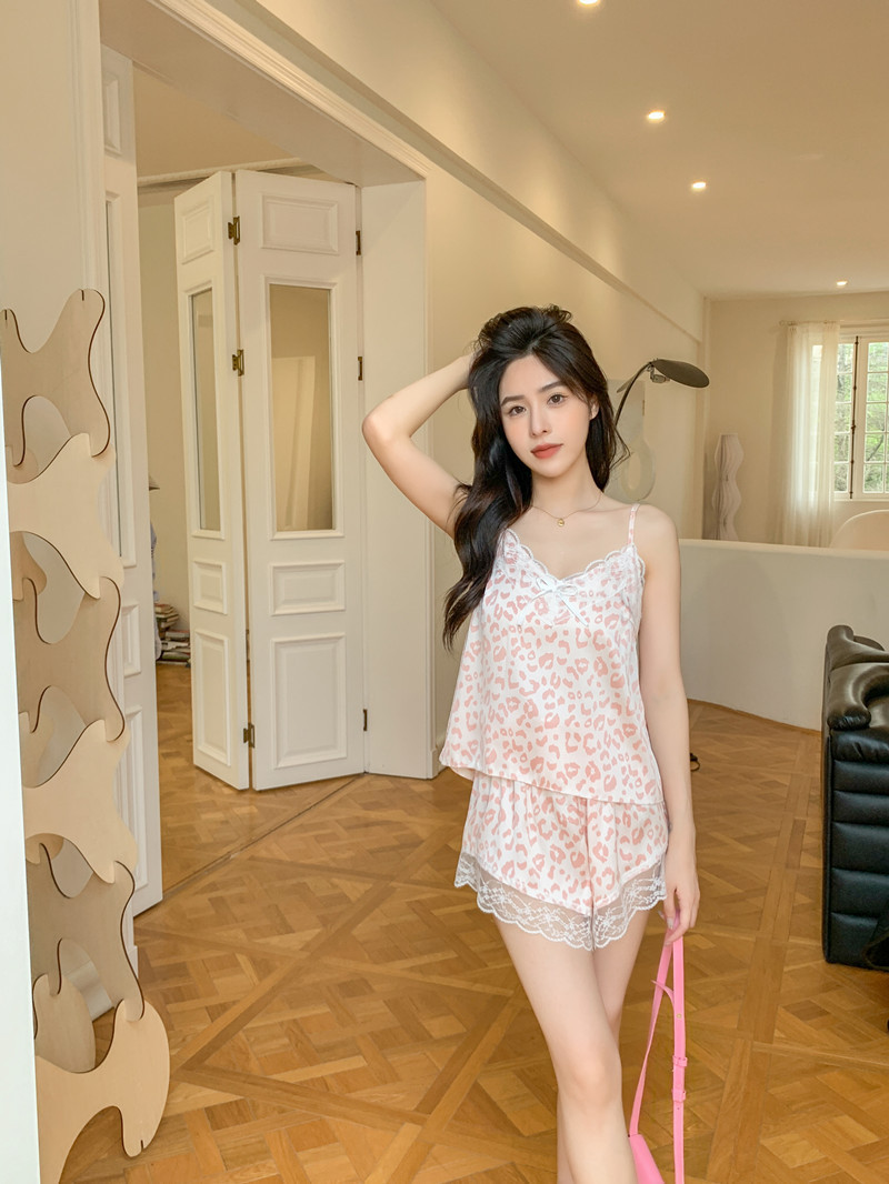 Pink summer shorts homewear maiden pajamas a set for women