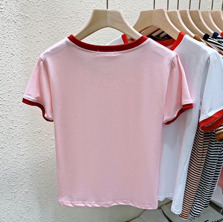 Mixed colors T-shirt embroidery tops for women