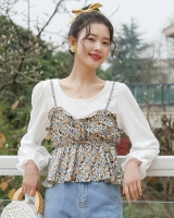 Chiffon floral sling Pseudo-two autumn shirt