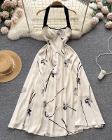 Pinched waist France style dress halter long dress for women