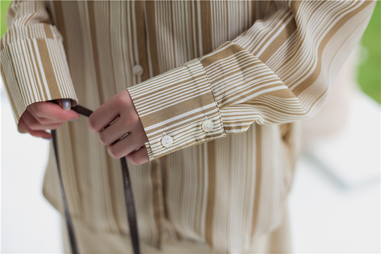Stripe simple shirt autumn long sleeve coat for women