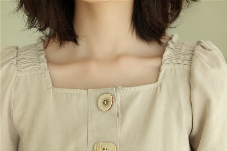Autumn retro shirt square collar tops for women