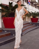 Slim sleeveless formal dress V-neck long dress for women