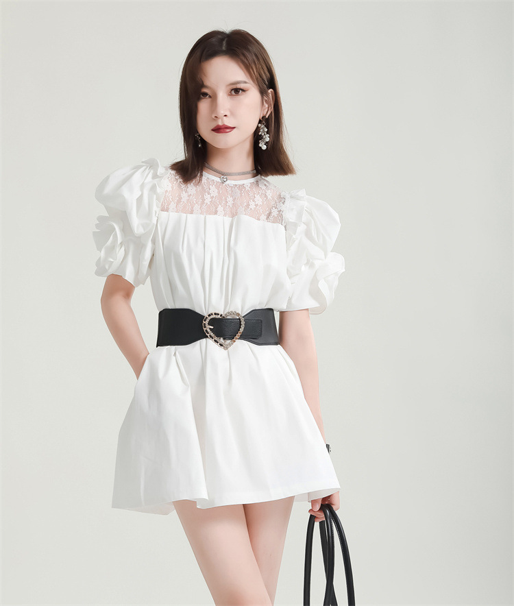 Black and white summer lady dress lace lady dress