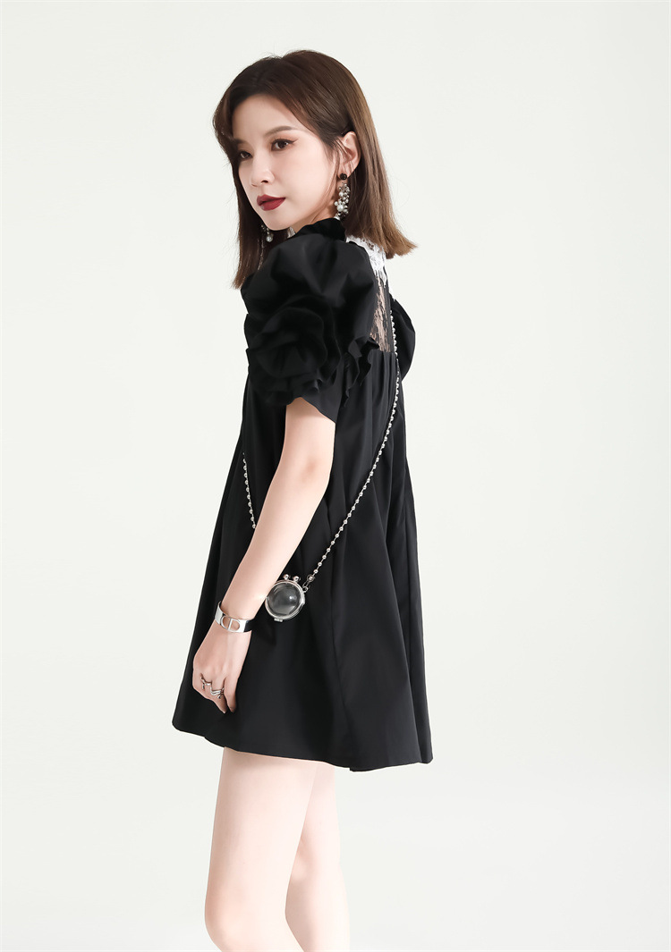 Black and white summer lady dress lace lady dress