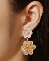 Refinement colors earrings double flowers ear-drop