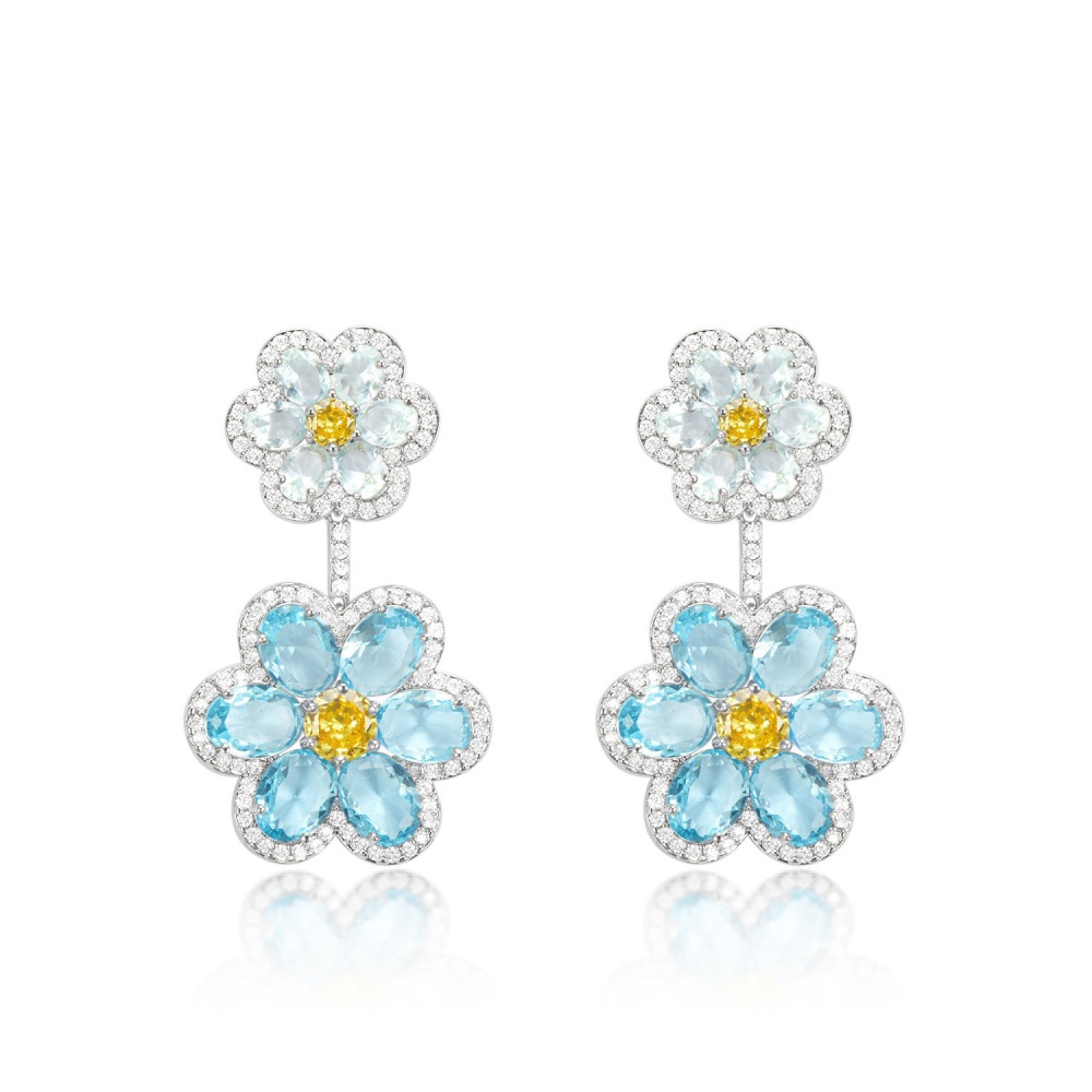 Refinement colors earrings double flowers ear-drop