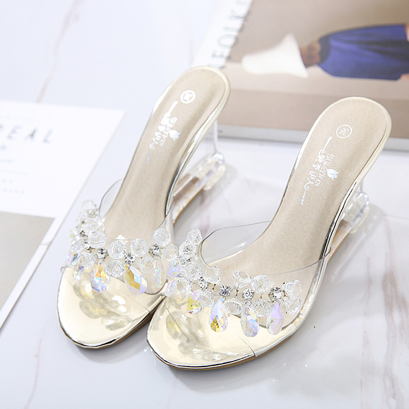 Sexy all-match slippers rhinestone sandals for women