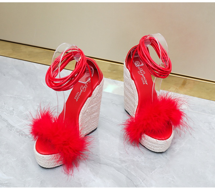 Weave European style slipsole shoes thick crust elmo sandals