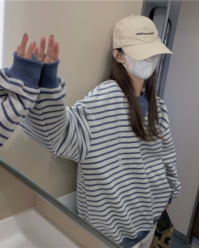 Korean style stripe scales thin autumn hoodie for women