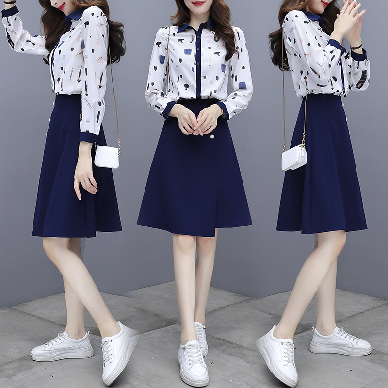 Autumn Korean style dress temperament skirt 2pcs set