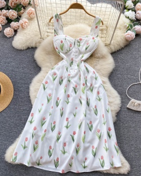 Summer stunning printing dress unique sling long dress