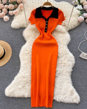 Knitted dress mixed colors long dress for women