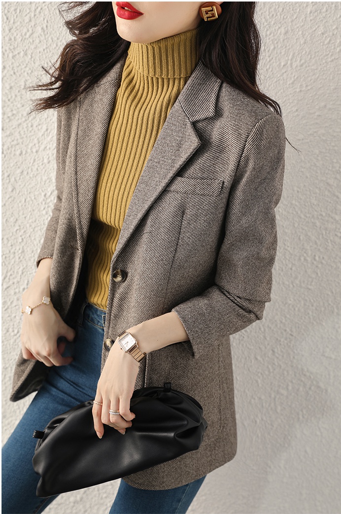 Gray loose business suit thick Korean style coat for women
