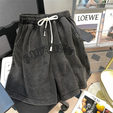 Washed retro shorts summer casual pants for women