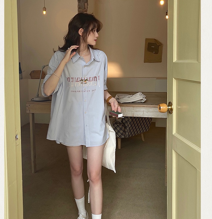 Casual retro tops summer embroidery shirt for women