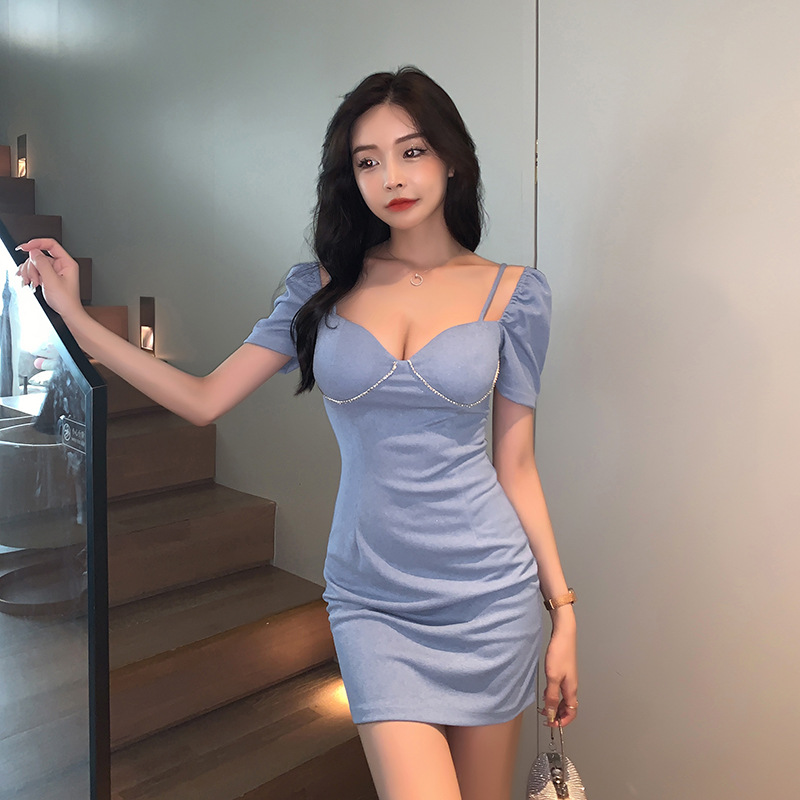 V-neck strapless sling dress sexy low-cut T-back for women