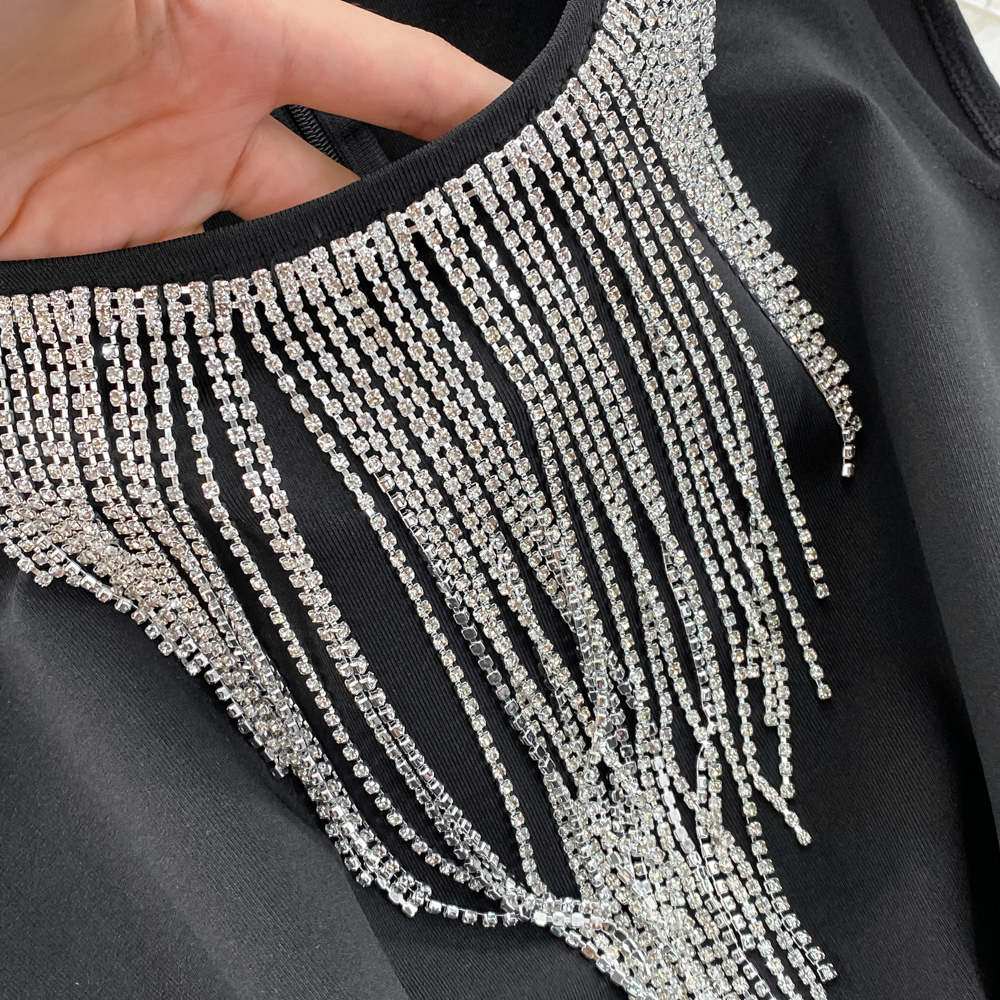 Slim tassels diamond sleeveless dress temperament dress