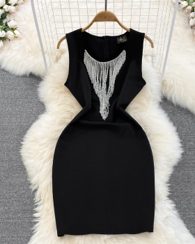 Slim tassels diamond sleeveless dress temperament dress