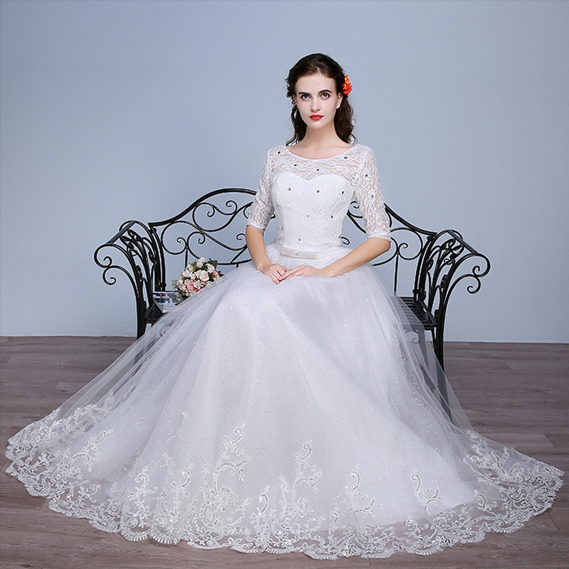 Floor length Korean style slim large yard wedding dress