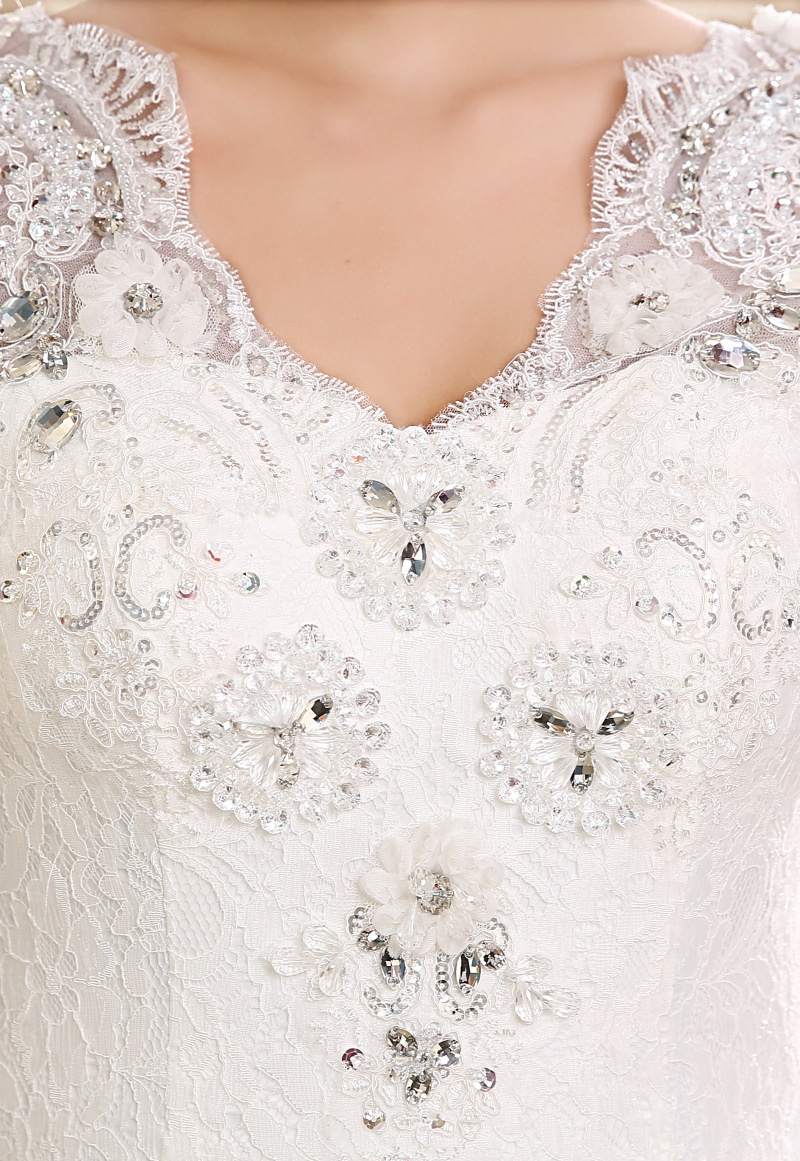 Lace luxurious formal dress trailing bride wedding dress