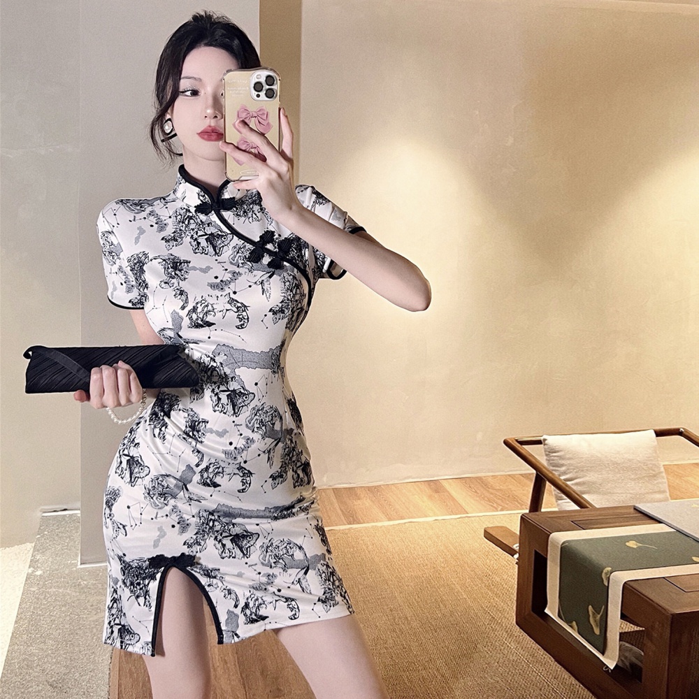 Colors maiden short dress split sexy cheongsam