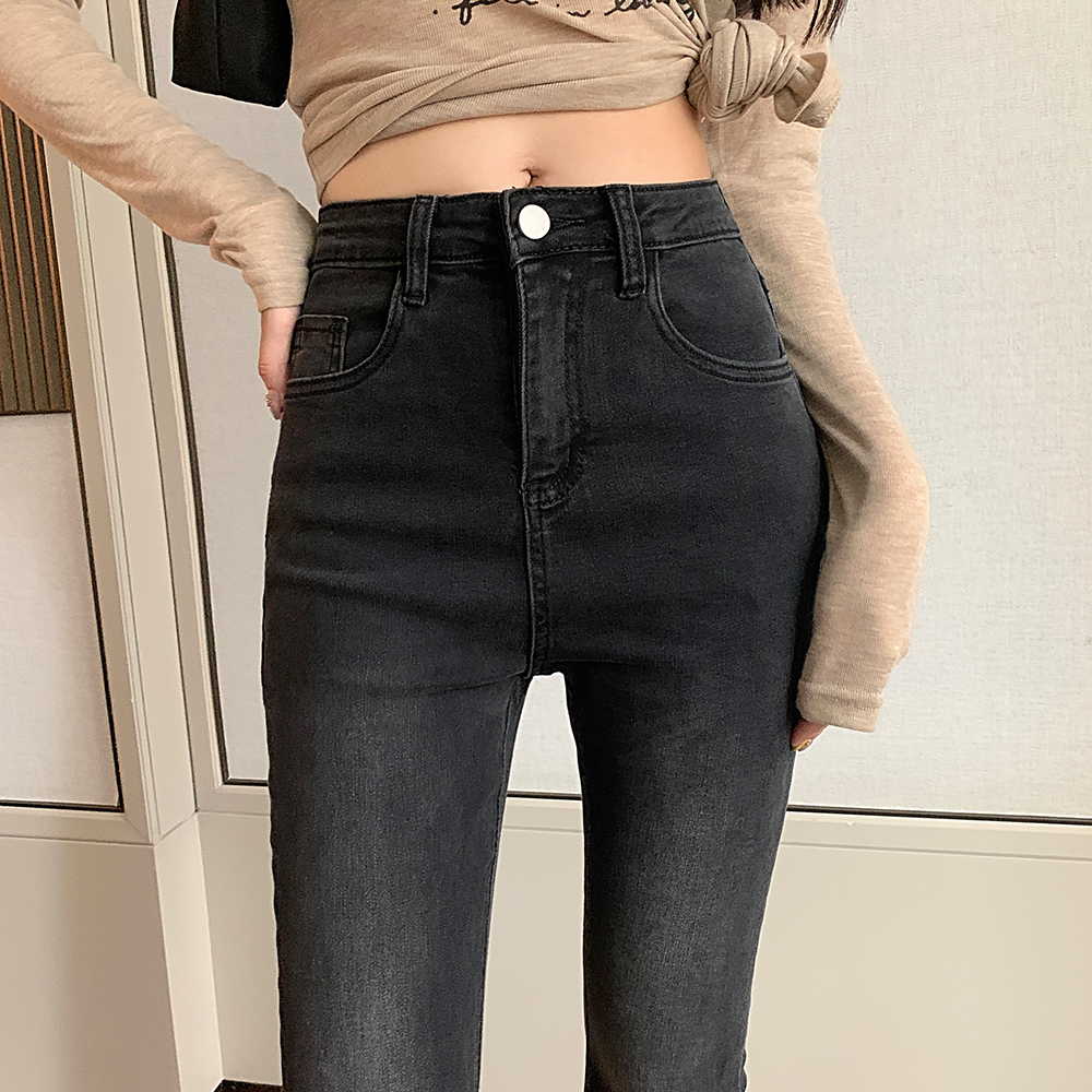 Hip raise slim autumn jeans retro elasticity long pants for women