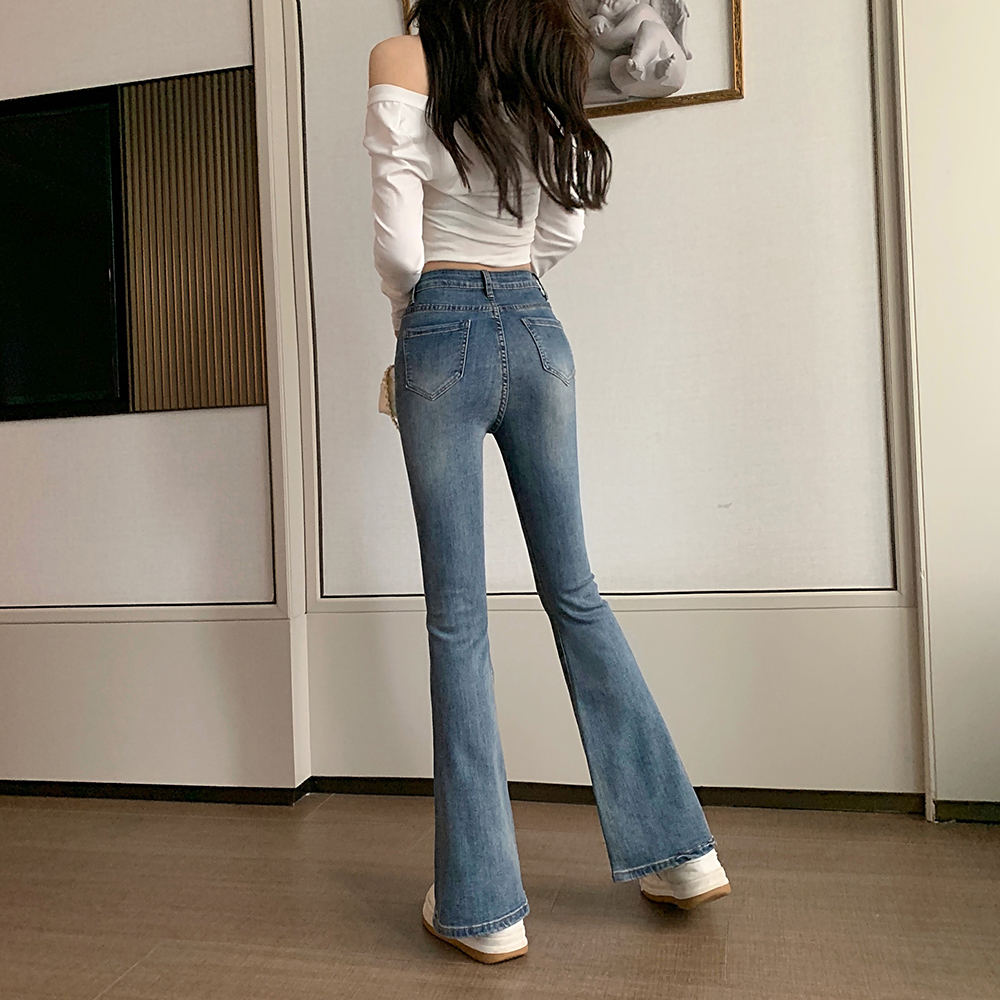 Hip raise slim autumn jeans retro elasticity long pants for women