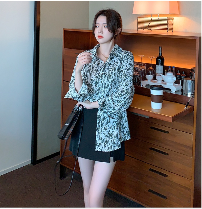 Korean style printing autumn shirt all-match loose tops