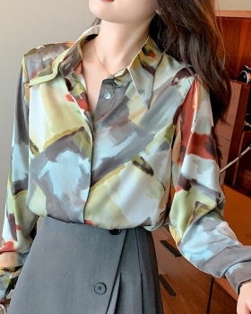 Long sleeve printing tops loose shirt for women