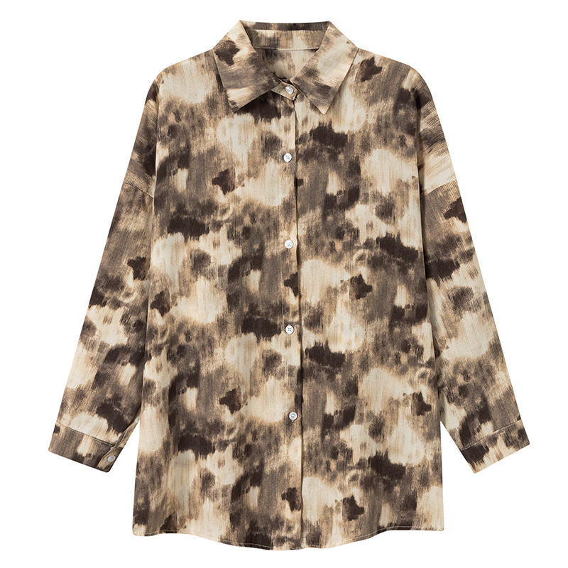 Printing all-match long sleeve shirt loose autumn tops