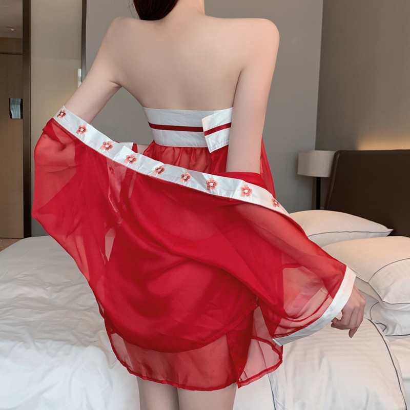 Retro sexy homewear red Han clothing night dress a set for women