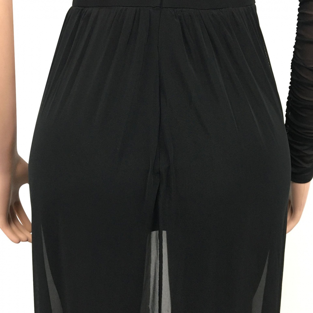 Shoulder perspective long pants pure jumpsuit for women