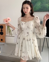 Spring and autumn temperament pinched waist dress for women