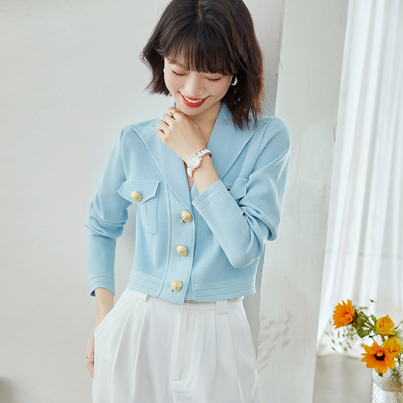 Short pure temperament tops knitted loose cardigan