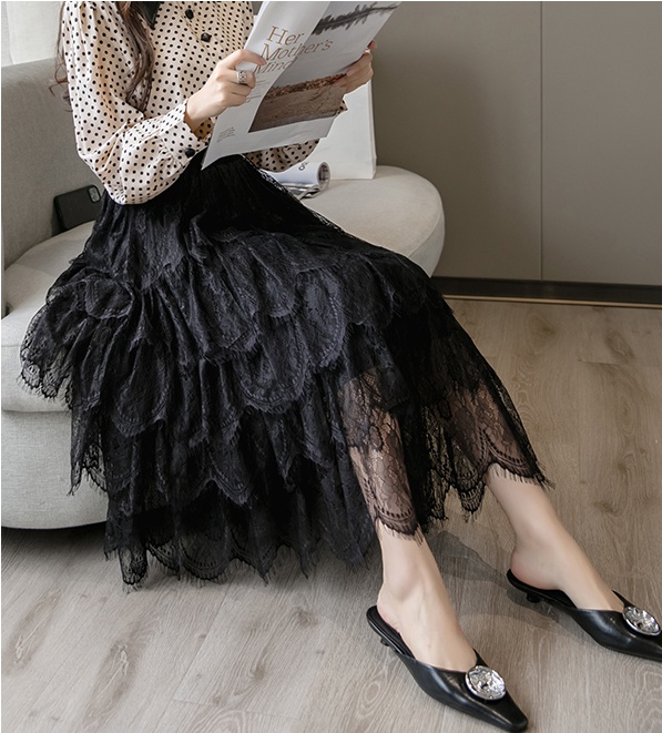 Cake high waist long skirt lace autumn skirt for women