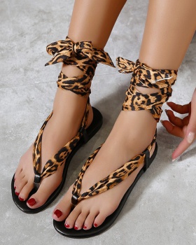 Bandage leopard sandals European style  for women