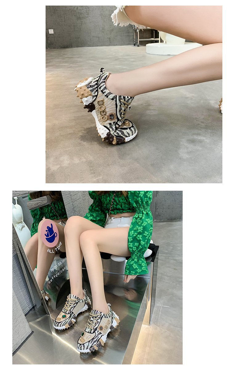 High-heeled summer heighten Casual retro mixed colors shoes