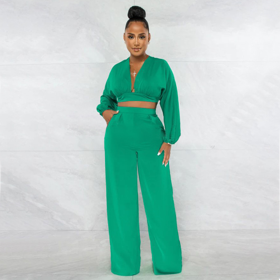 Long sleeve fashion casual pants 2pcs set for women