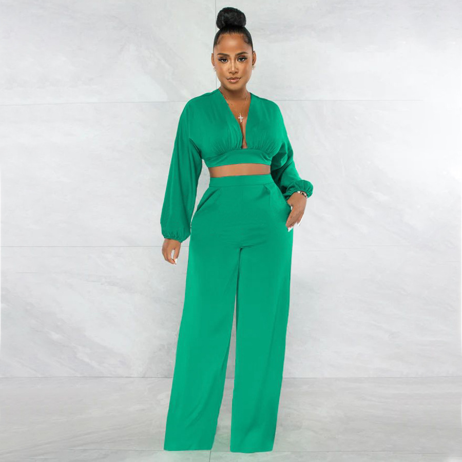 Long sleeve fashion casual pants 2pcs set for women