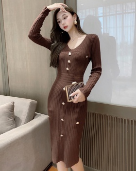 Slim long long sleeve Korean style winter knitted dress