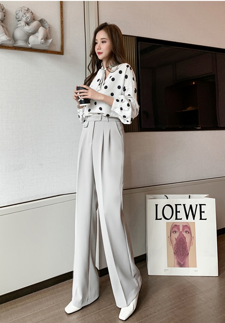 Autumn high waist pants commuting wide leg pants for women