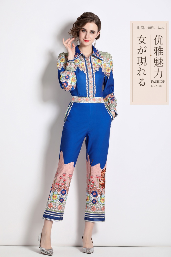 Printing autumn long pants long sleeve shirt a set