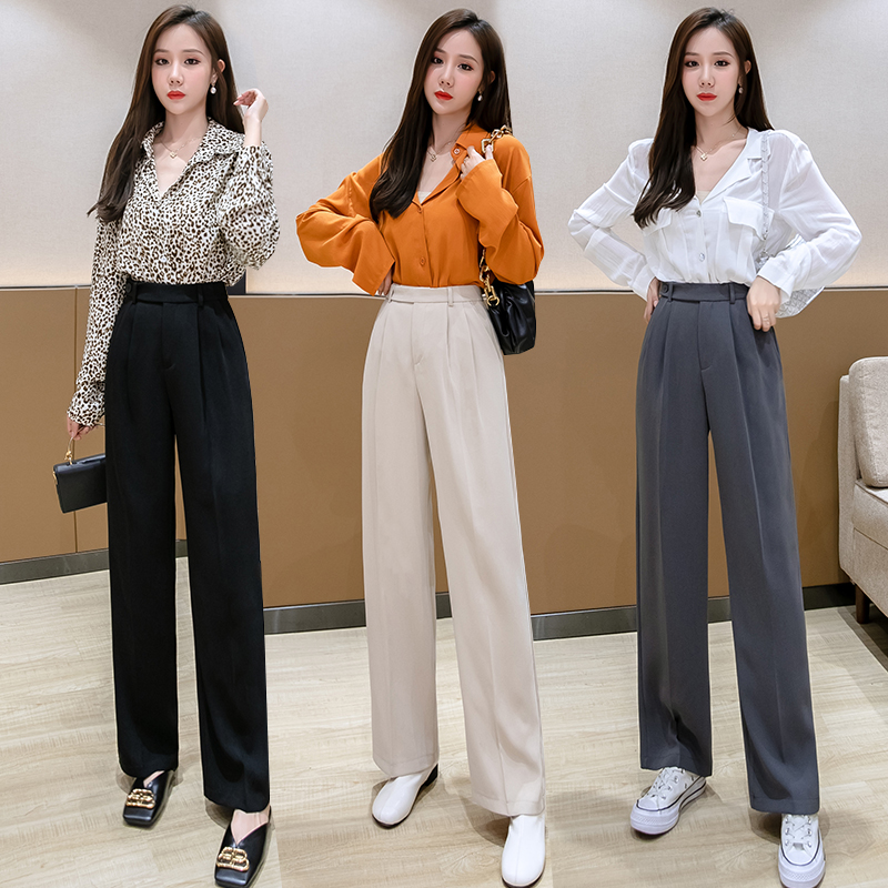 Slim high waist suit pants drape long pants for women